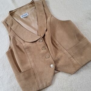 Vintage Harmal NY Suede Vest Women's Size Medium Beige Leather